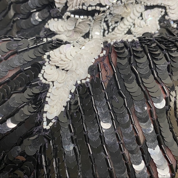 Vintage Negpal Silk Beaded Sequin Midi Dress S - Picture 10 of 16